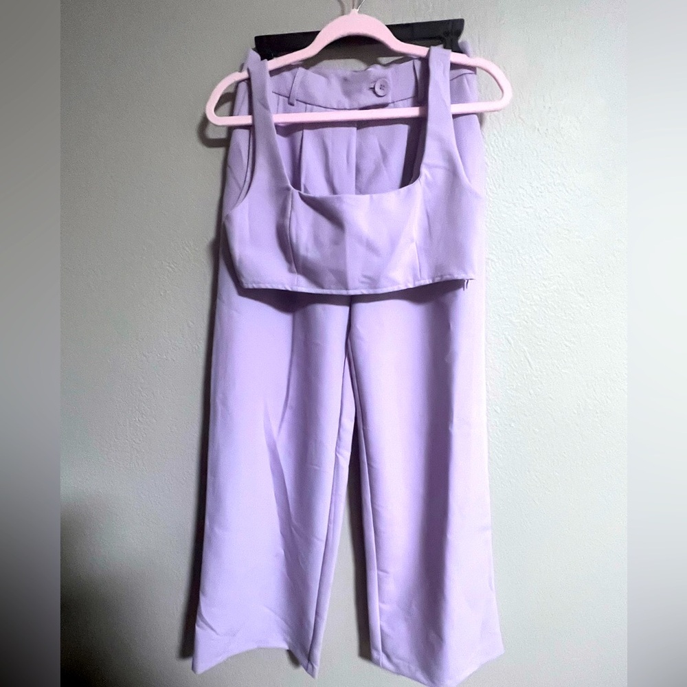 Princess Polly 2 Pc Lilac Huxley Set Crop Tank and Trouser size 10